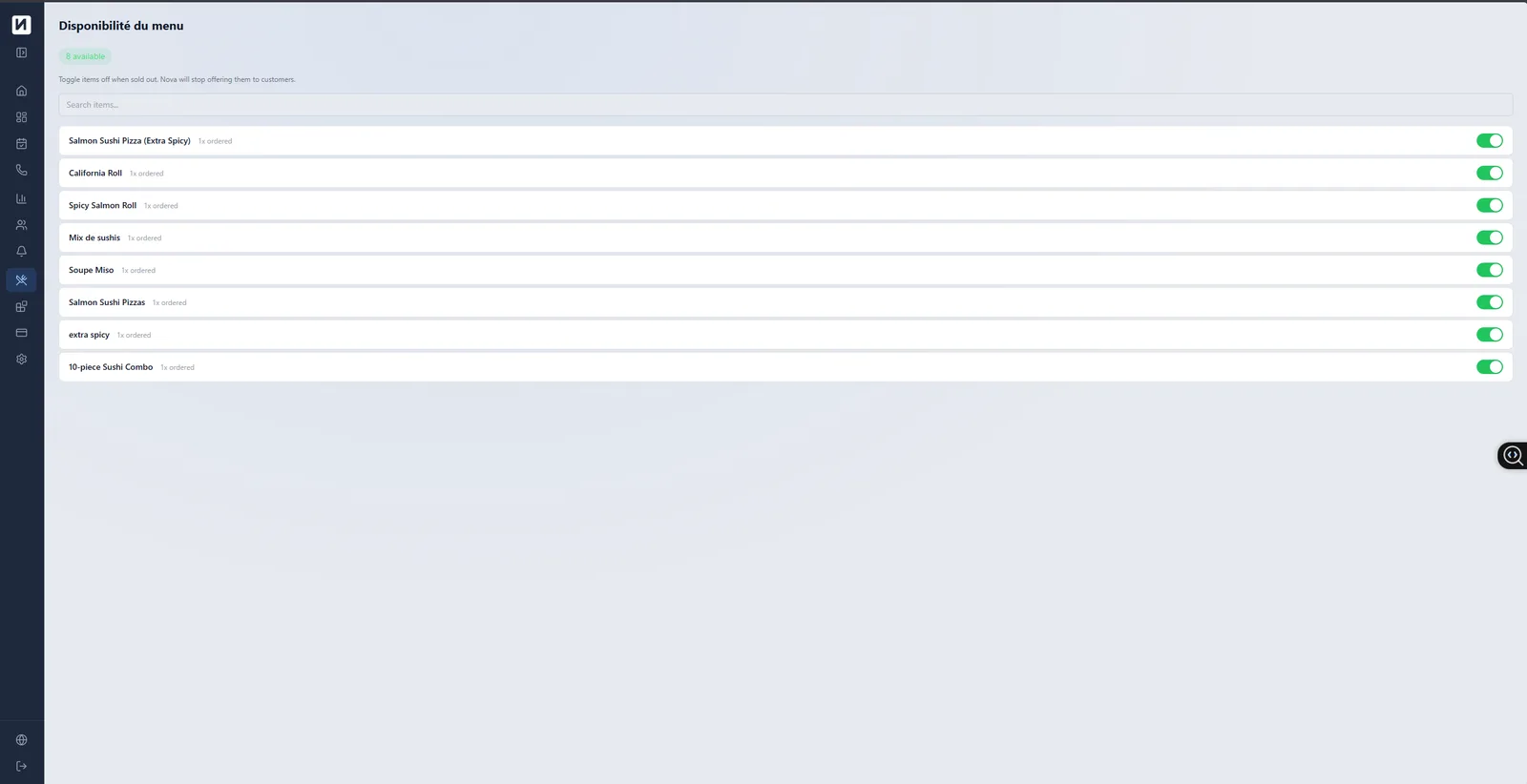 Gestion de la disponibilité du menu